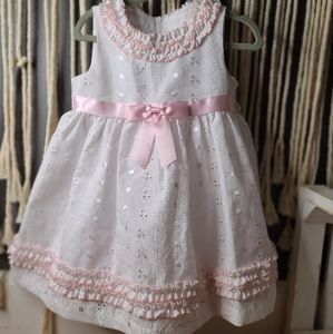 Bonnie Baby pink and white dress size 18M